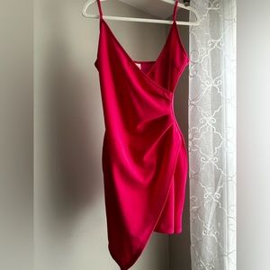 Hot pink wrap mini dress